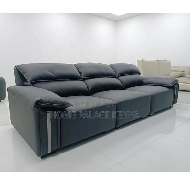 Leather Sofa: Gray Well Padded Lounge Couch - thumbnail 3