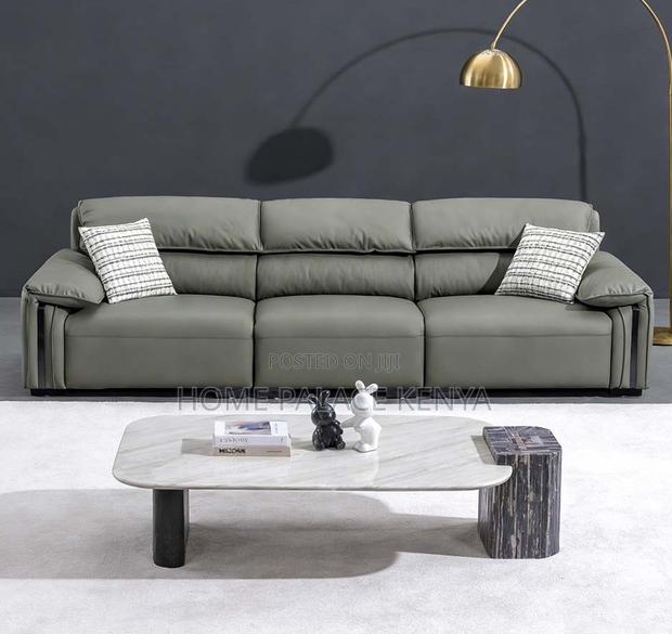 Leather Sofa: Gray Well Padded Lounge Couch - thumbnail 4