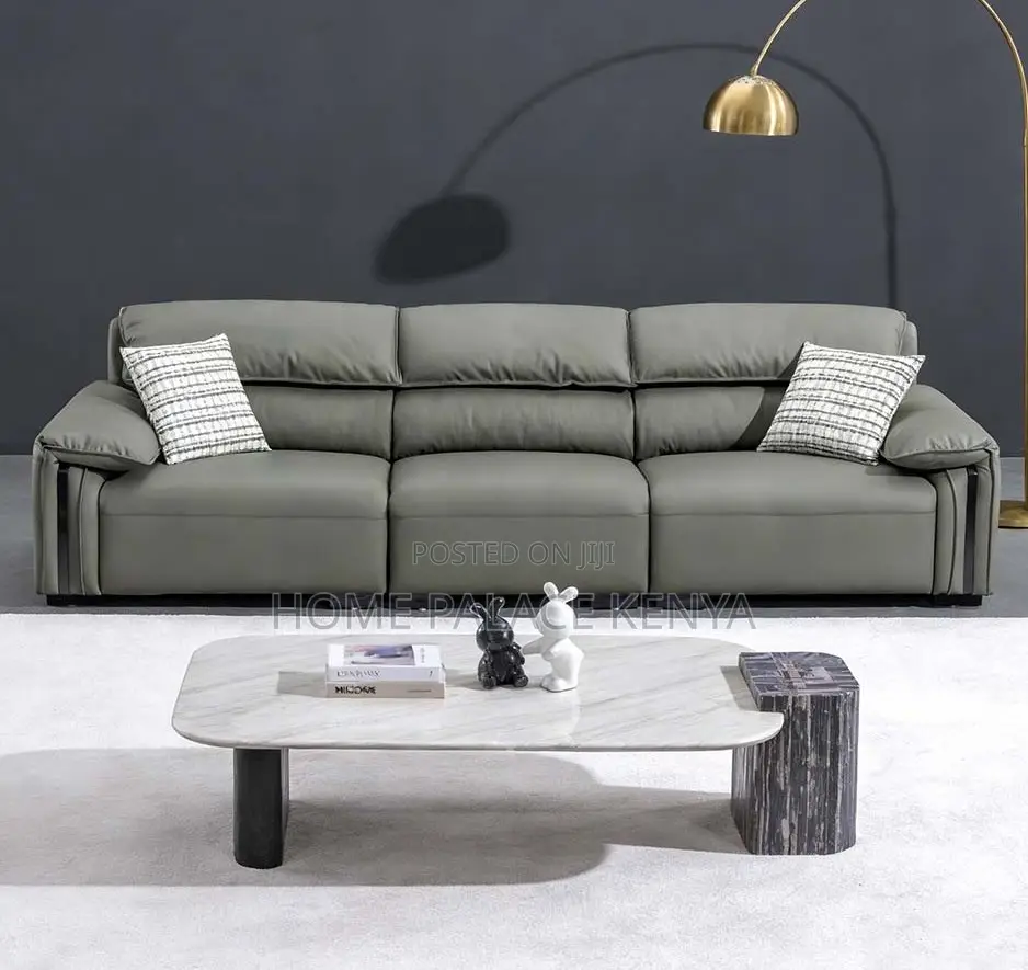 Leather Sofa: Gray Well Padded Lounge Couch