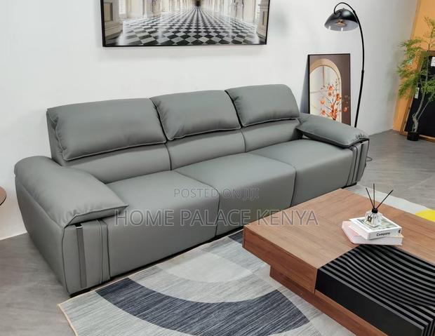 Leather Sofa: Gray Well Padded Lounge Couch - thumbnail 7
