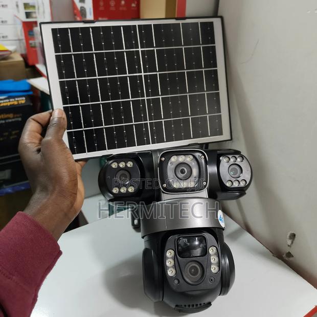 3 Lens Solar Powered PTZ CCTV 4g Security Camera - thumbnail 2