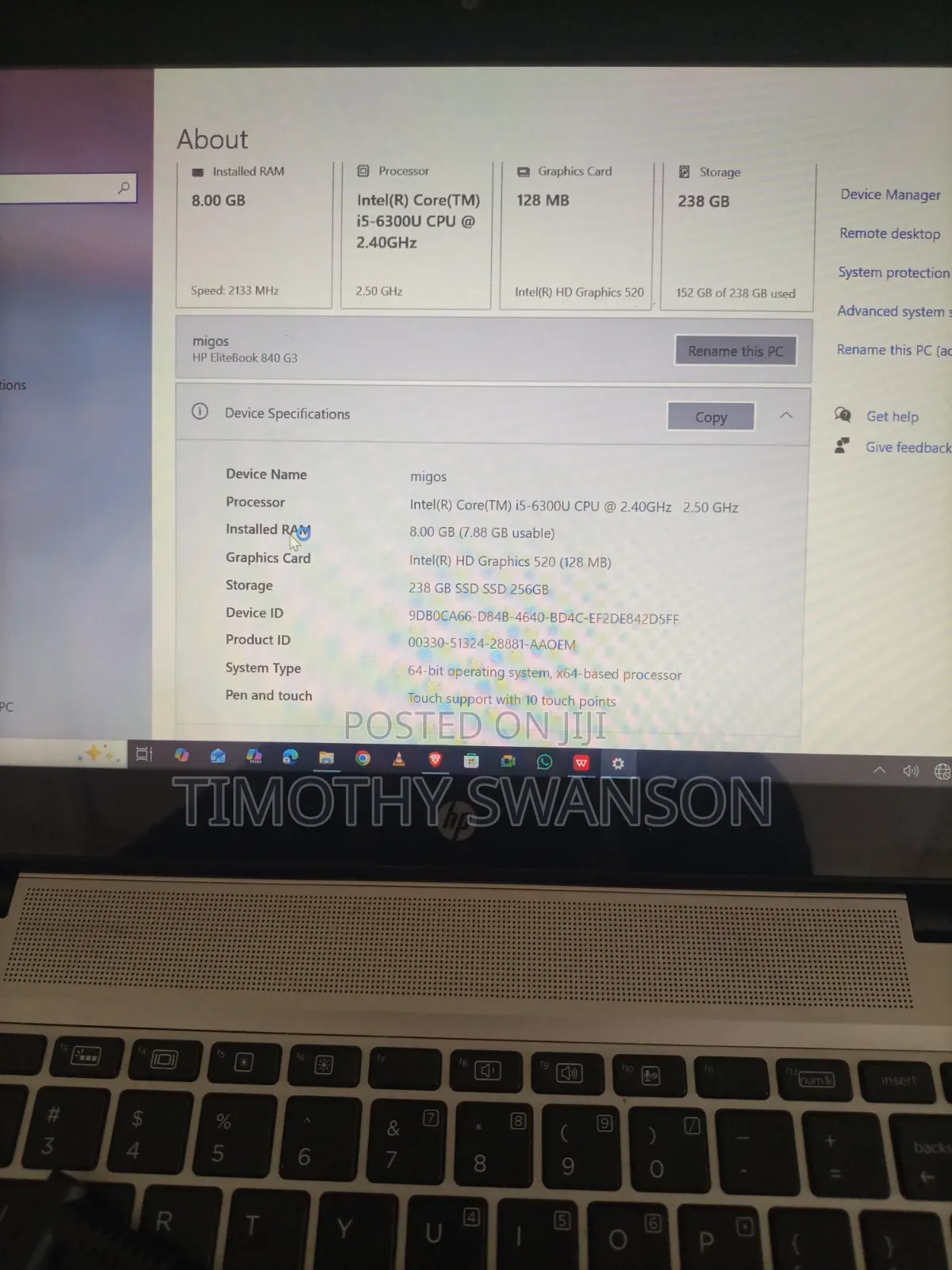 Laptop HP EliteBook 840 G3 8GB Intel Core i5 SSD 256GB