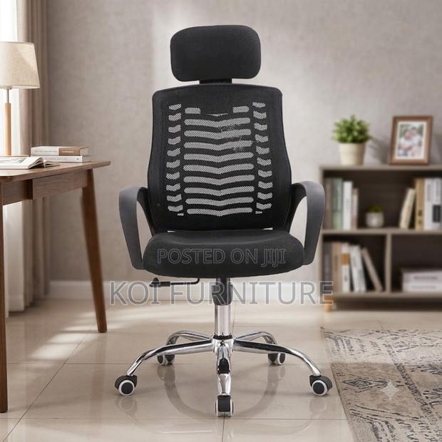 Office Chairs; Fabric High Back Chair With Adjustable Headrest