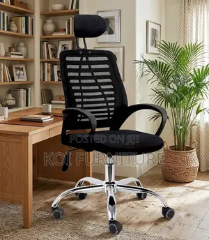 Office Chairs; Fabric High Back Chair With Adjustable Headrest