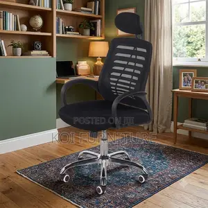 Office Chairs; Fabric High Back Chair With Adjustable Headrest