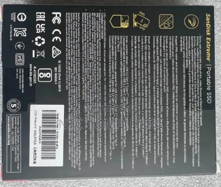 Sandisk Extreme 2tb Portable SSD- 1050mb/S Read ,1000mb/S Write Speeds