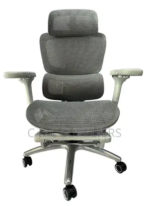 White Mesh Ergonomic Chair With Footrest