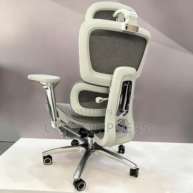 White Mesh Ergonomic Chair With Footrest - thumbnail 7