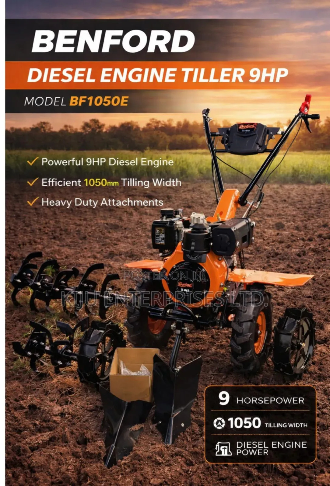 9hp Diesel Power Tiller / Walking Tractor – Benford