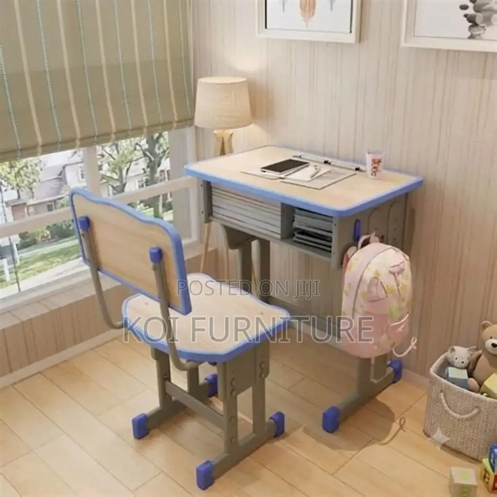 Home Desks; Brown Adustable Desk Chair Set for Growing Children
