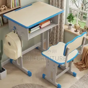 Home Desks; Brown Adustable Desk Chair Set for Growing Children