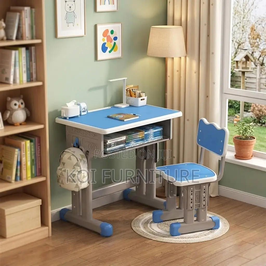Home Desks; Brown Adustable Desk Chair Set for Growing Children