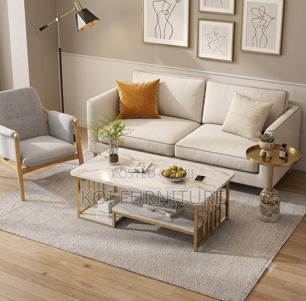 Coffee Table; Marble Metal Frame Office Coffee Table - thumbnail 5