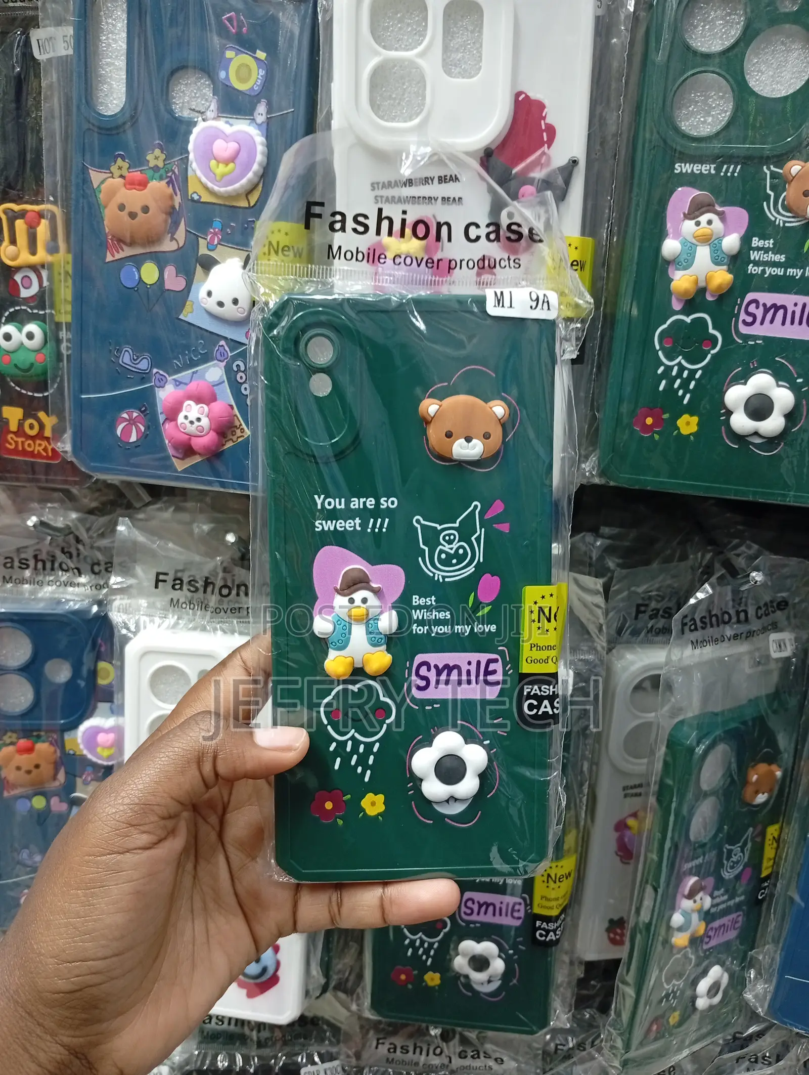 Redmi 9a Deep Green Color, Playful Pop-Out Charms Case