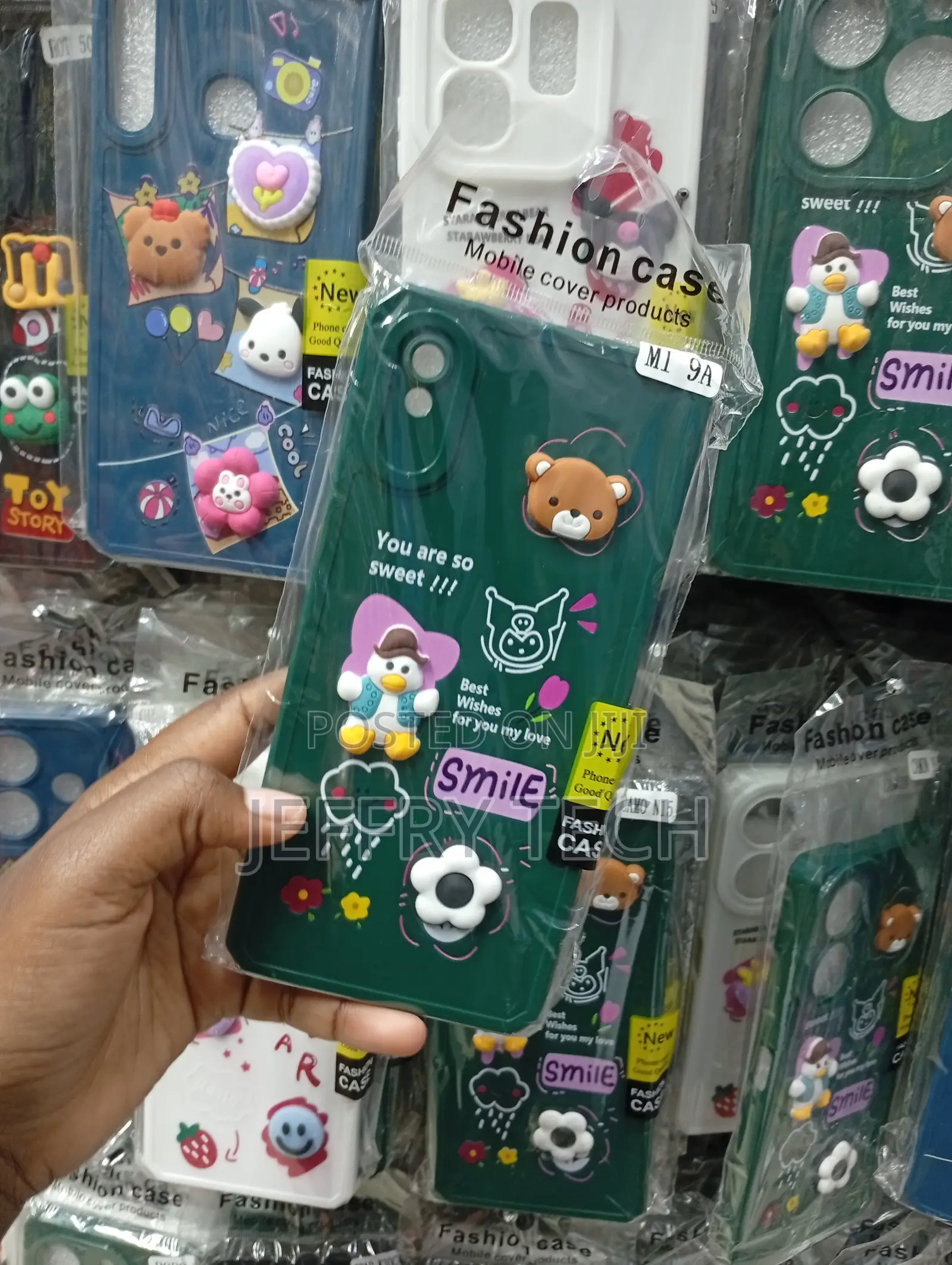 Redmi 9a Deep Green Color, Playful Pop-Out Charms Case