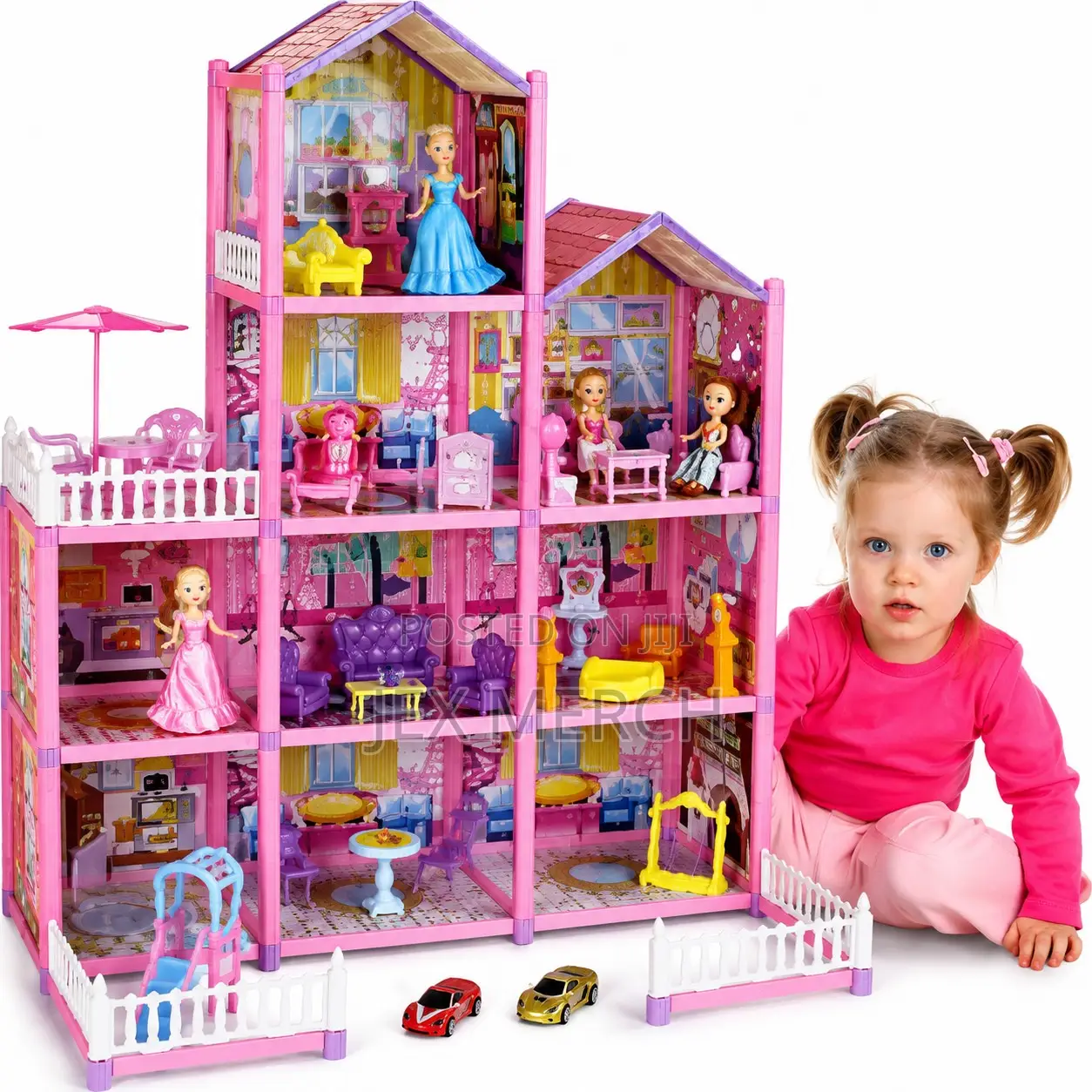 Illuminated Pink Dollhouse With Lights