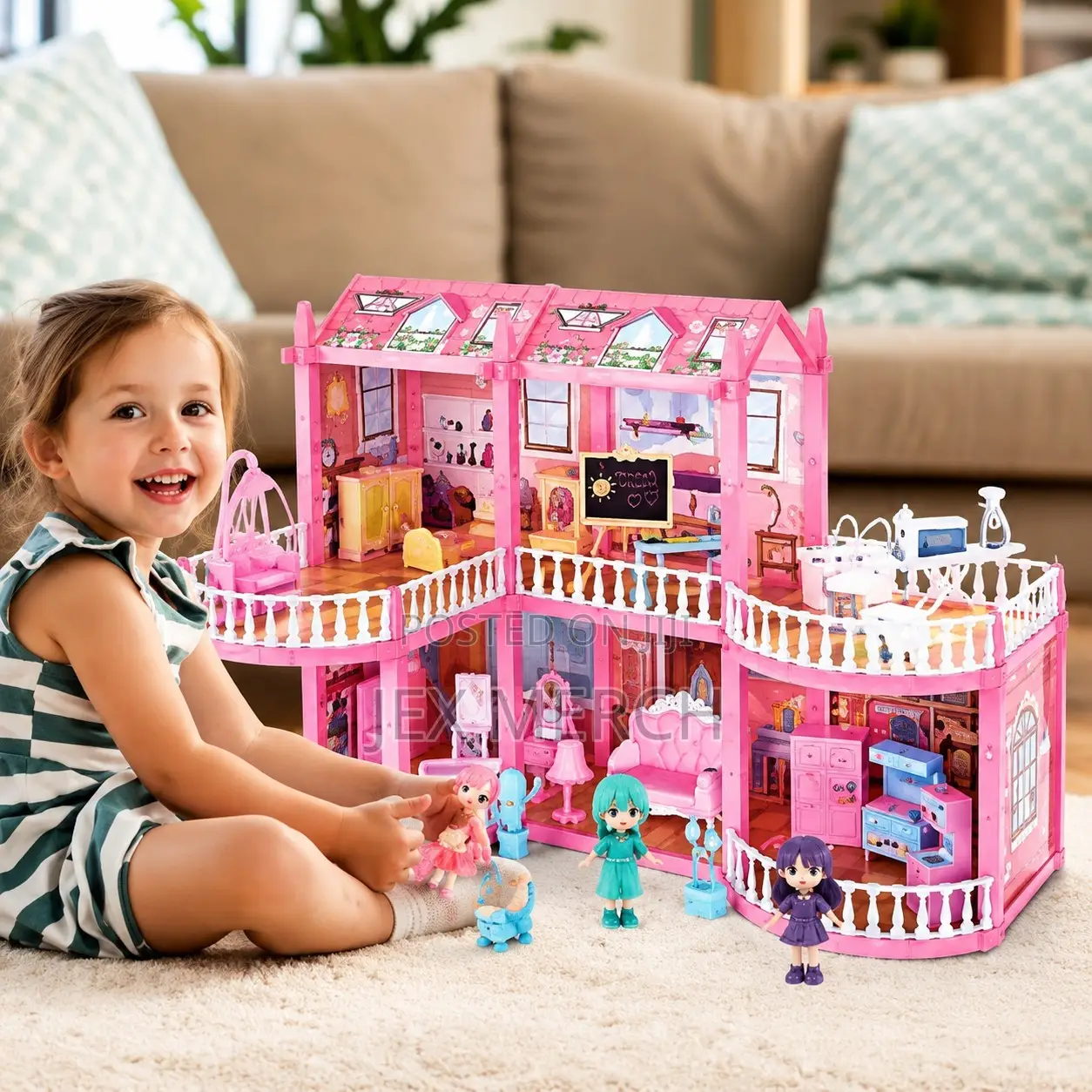 Big Dollhouse With Balcony and Stairs