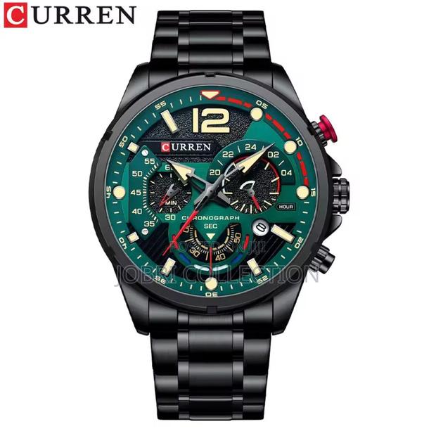Black Strap Green Face Curren Chronograph Watch - thumbnail 2