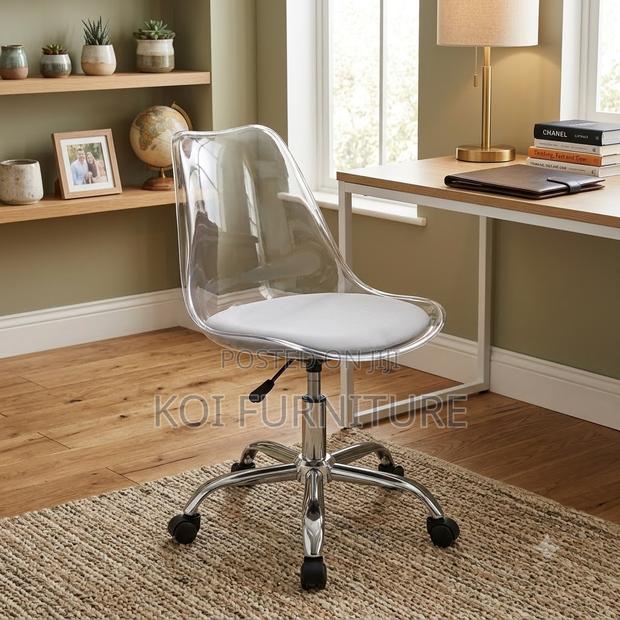 Dining Chairs; Clear Swivel Task Minimalist Dining Chair - thumbnail 2