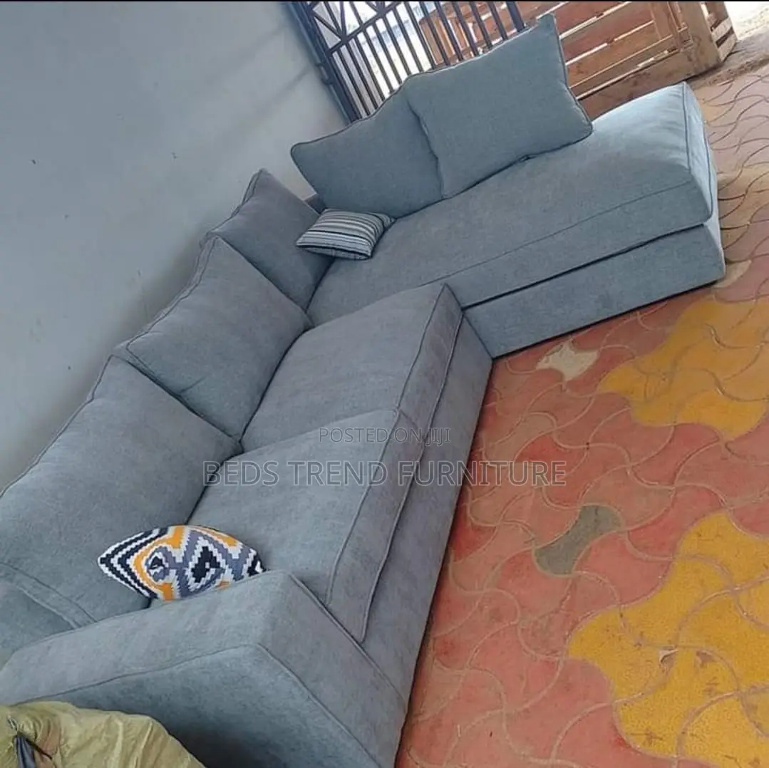 6-Seater Grey L Seat Sofa