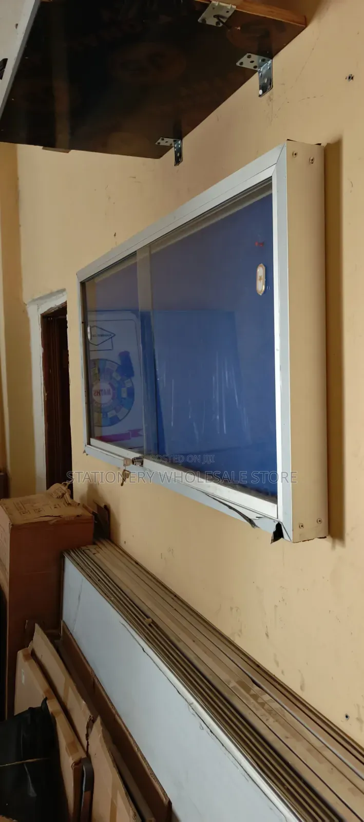 Glass Sliding Lockable Notice/Pin Board