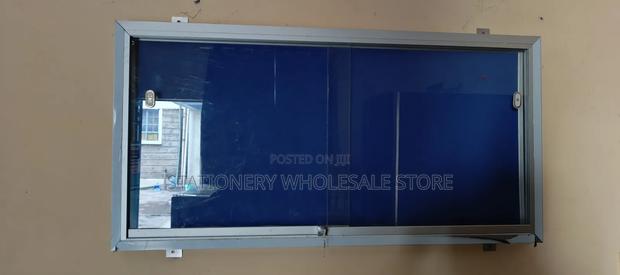 Glass Sliding Lockable Notice/Pin Board - thumbnail 2