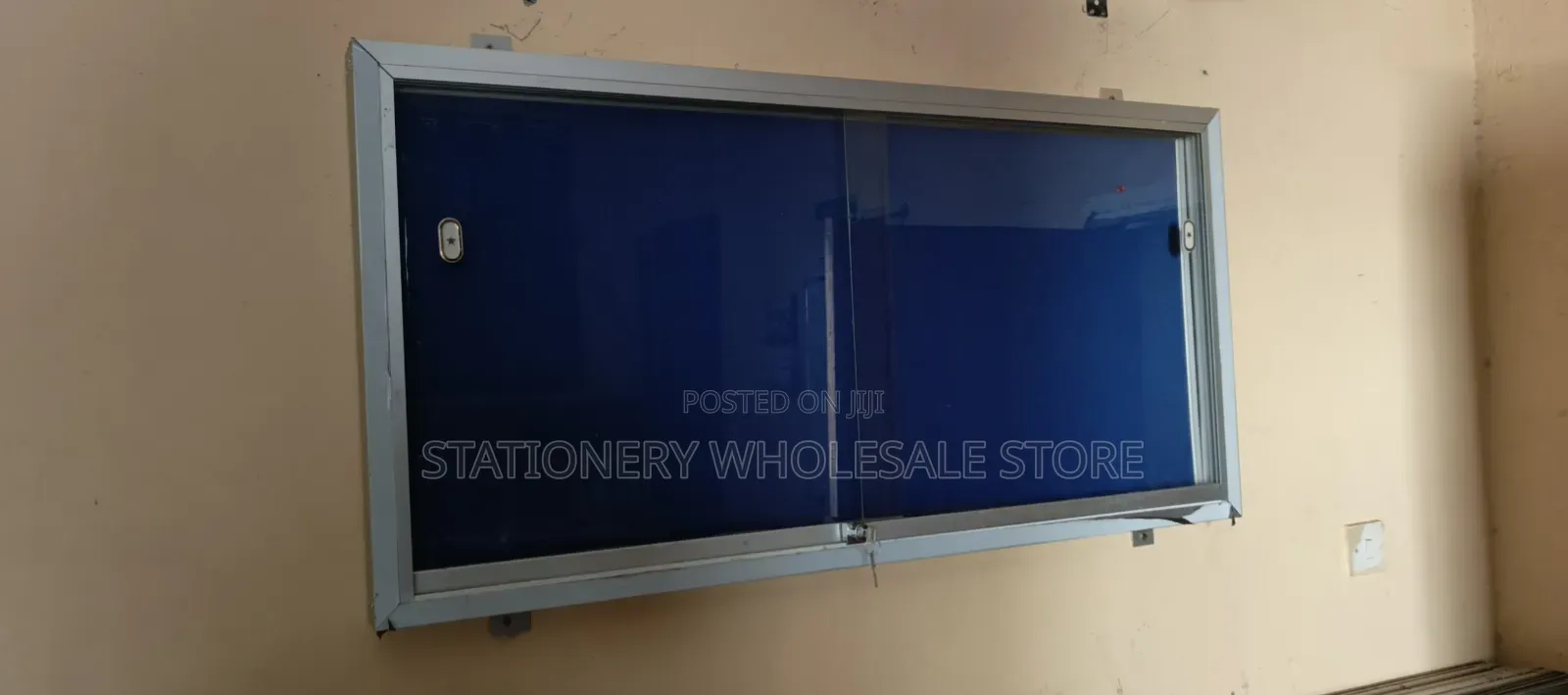 Glass Sliding Lockable Notice/Pin Board