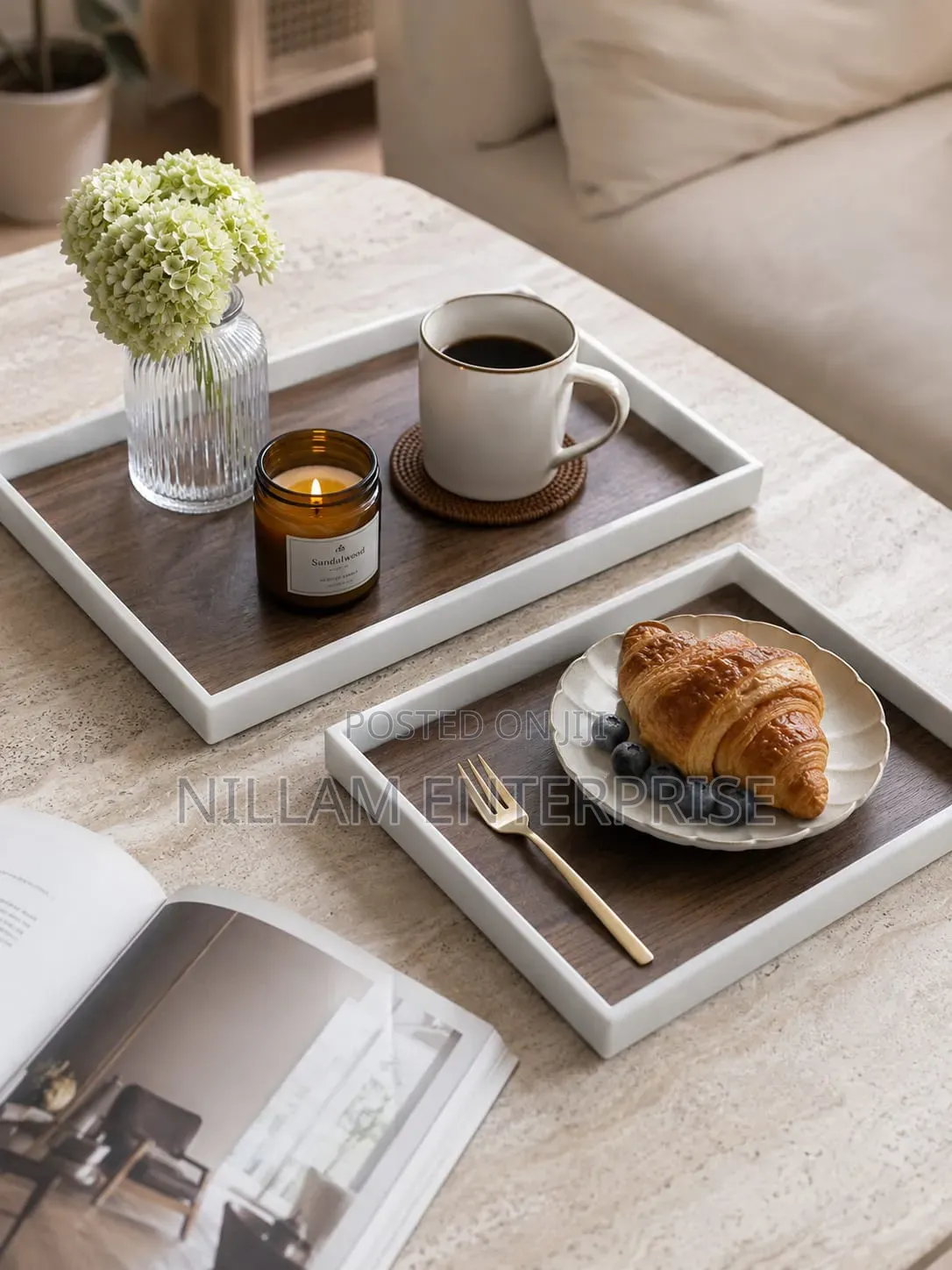 3pc Premium Wooden Serving Trays