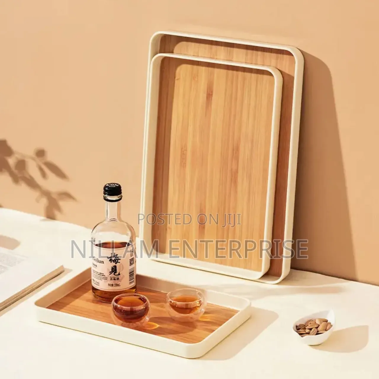 3pc Premium Wooden Serving Trays