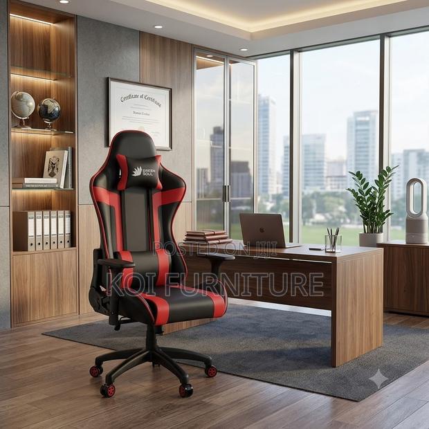 Office Chairs; Adjustable Fabric-Leather Gaming Chair - thumbnail 4