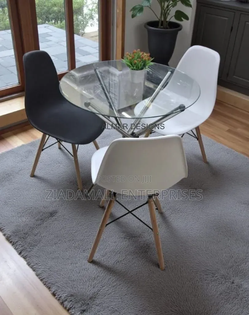 Glass Dining Table,Contemporary Round Tempered Glass Dining Table
