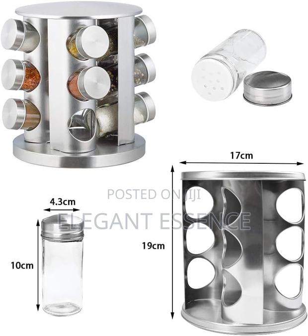 12pcs Glass Rotating Spice Rack - thumbnail 3