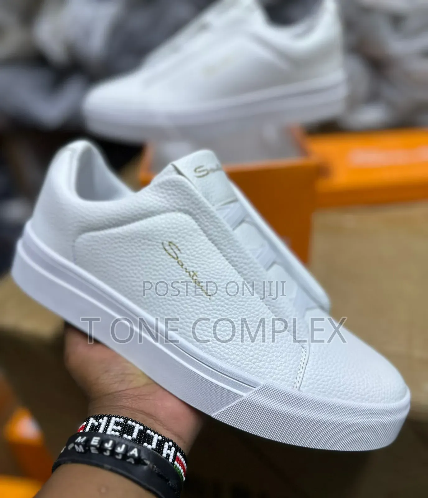 Original Raveiow White Laceless Mens Leather Sneakers
