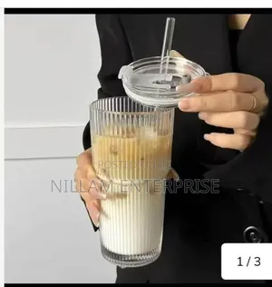 Heavy Borosilicate Tumbler With Straw. 600ml