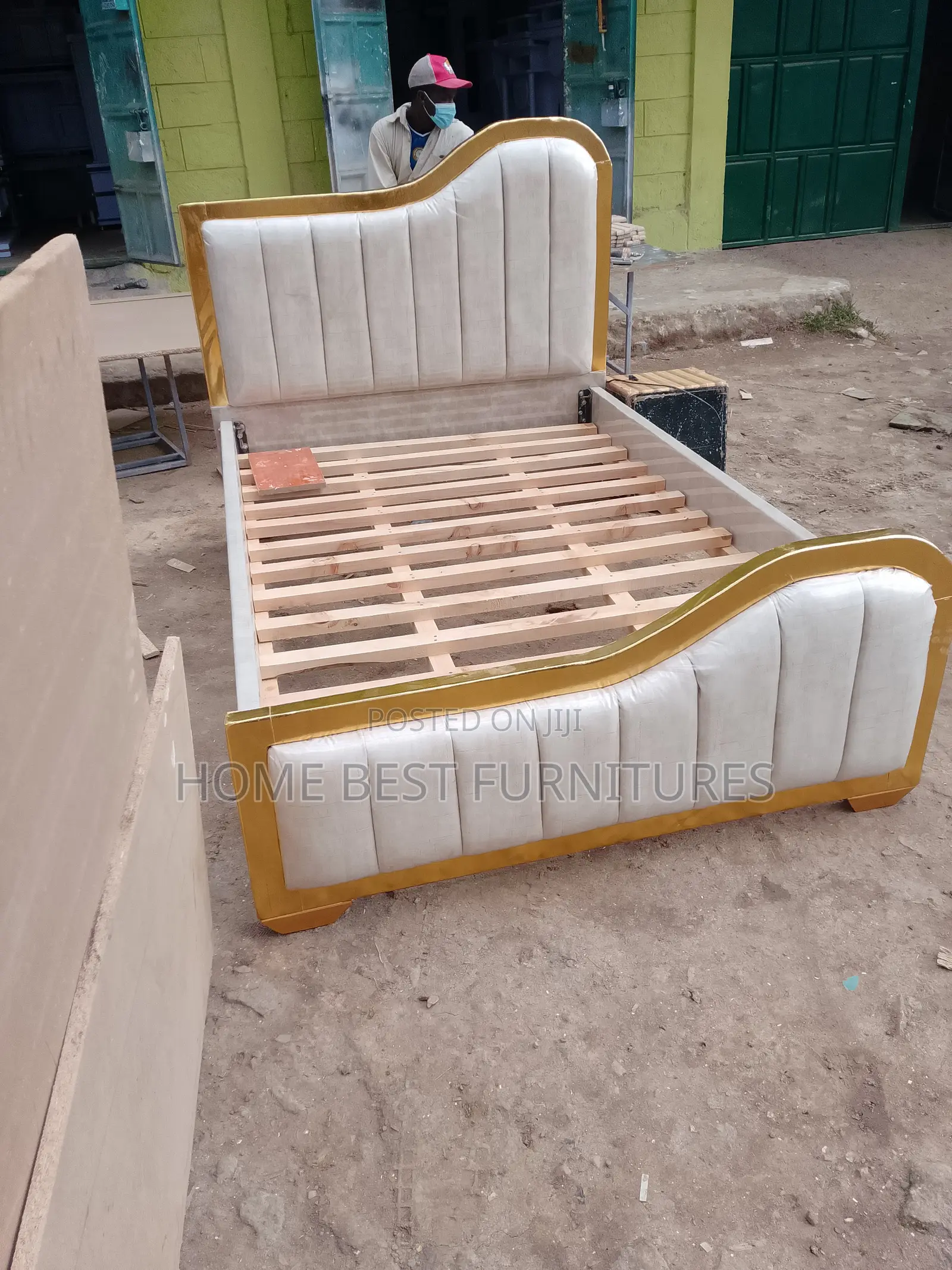 Beige Curve Bed
