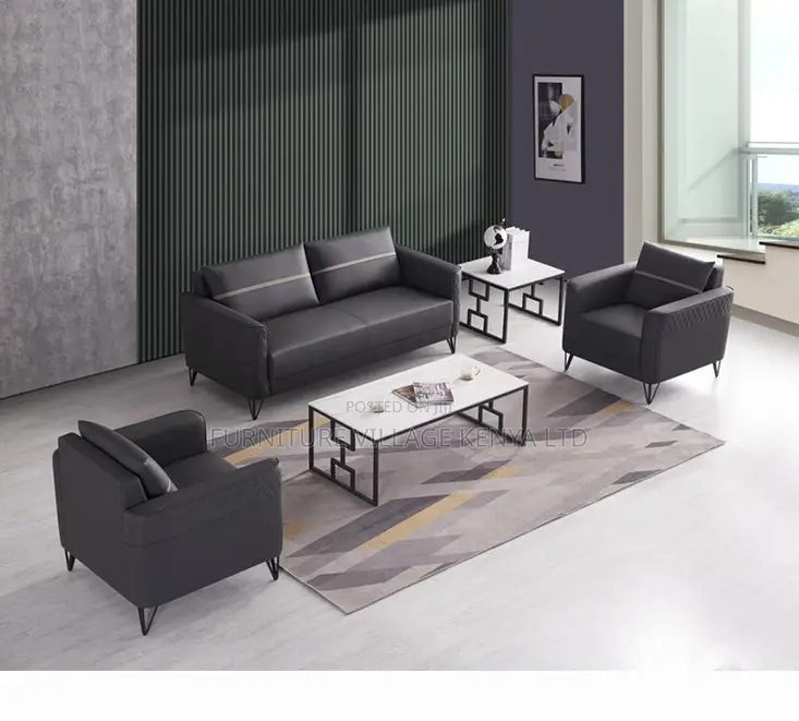 5-Seater Executive Leather Fabric Sofa