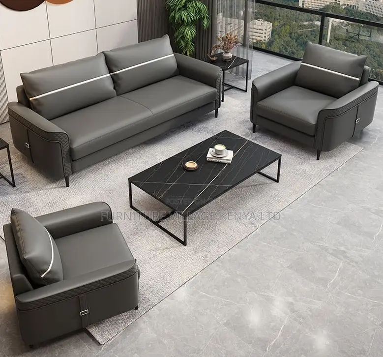 5-Seater Executive Leather Fabric Sofa
