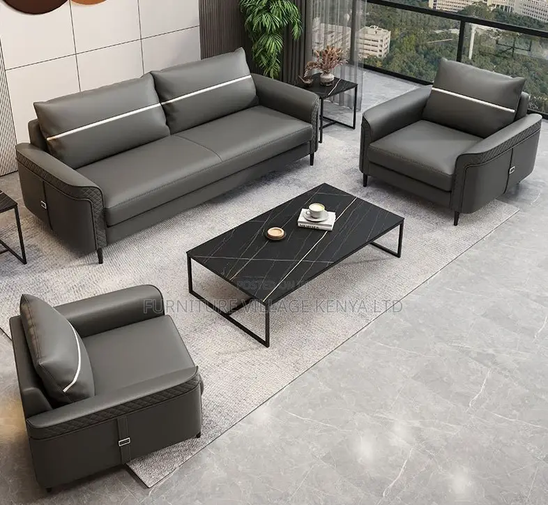 5-Seater Executive Leather Fabric Sofa