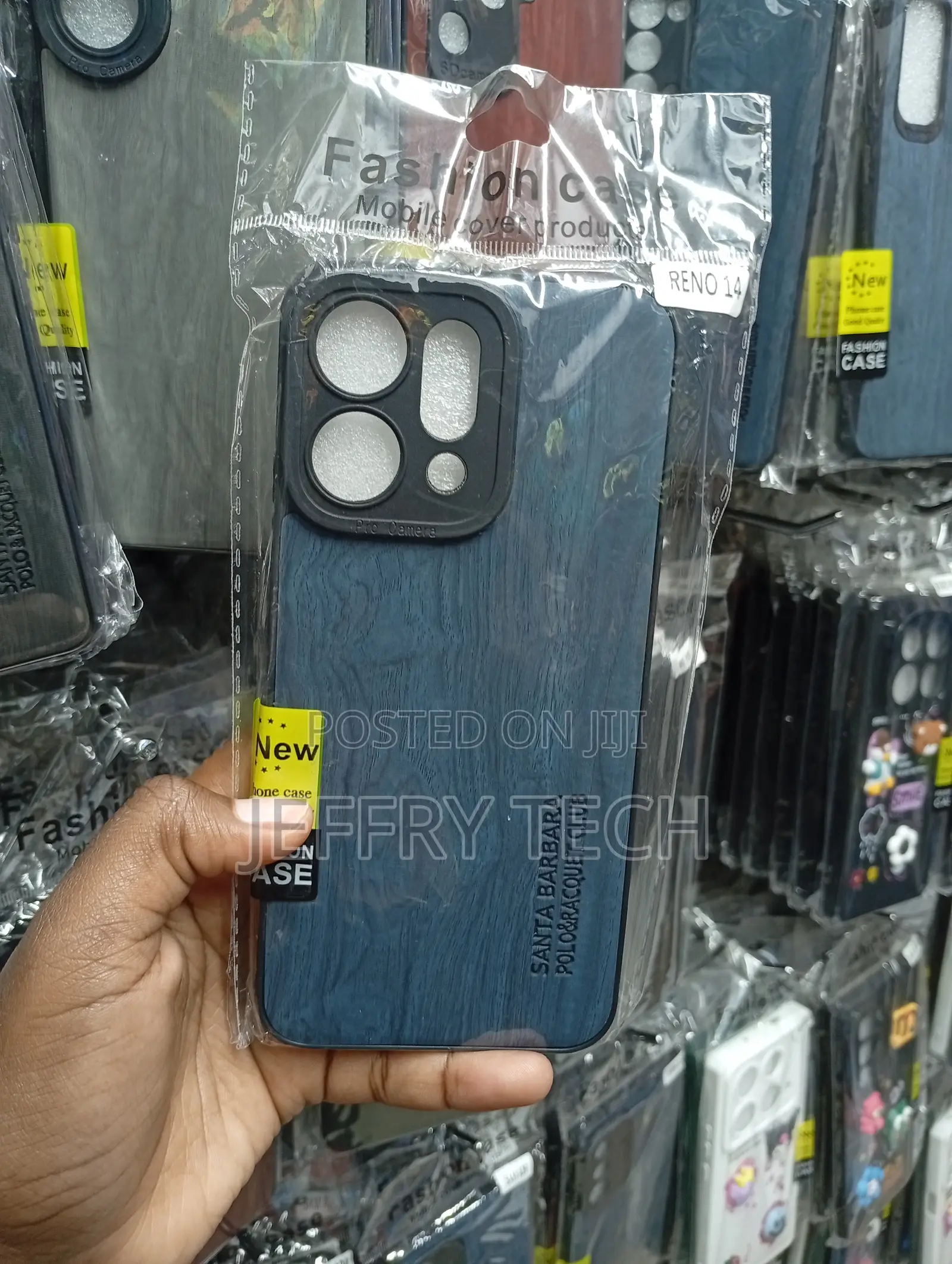 Oppo Reno 14 Wood-Grain Textured Finish in Navy Blue Cover