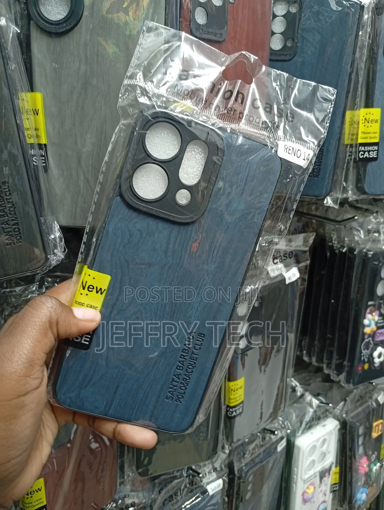 Oppo Reno 14 Wood-Grain Textured Finish in Navy Blue Cover