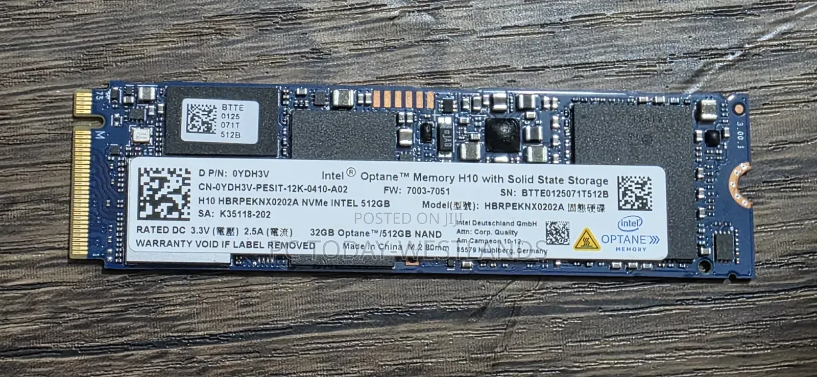 Intel Optane Memory H10 32gb With SSD Solid State Storage 512gb