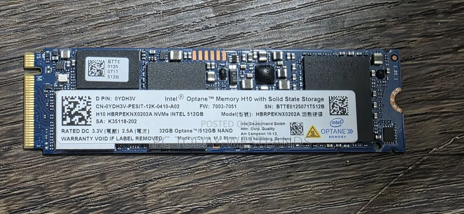 Intel Optane Memory H10 32gb With SSD Solid State Storage 512gb