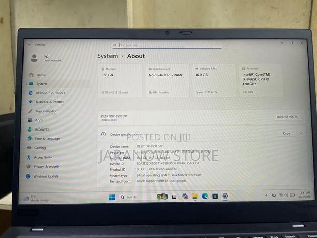 Laptop Lenovo ThinkPad X1 Carbon 16GB Intel Core i7 SSD 256GB - thumbnail 3