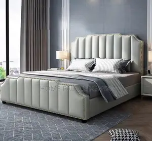 King Bed: Vertical Stripes Tufted Bed