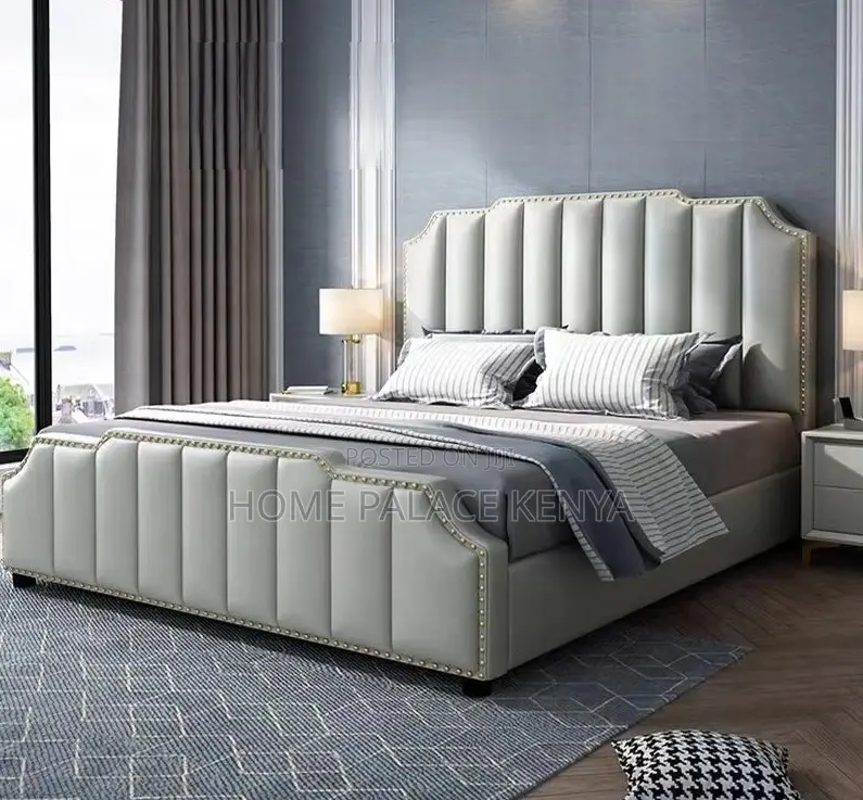 King Bed: Vertical Stripes Tufted Bed