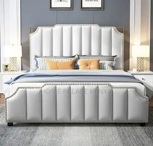 King Bed: Vertical Stripes Tufted Bed