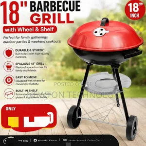 Size 18" Barbeque Grill With Wheel and Shelf