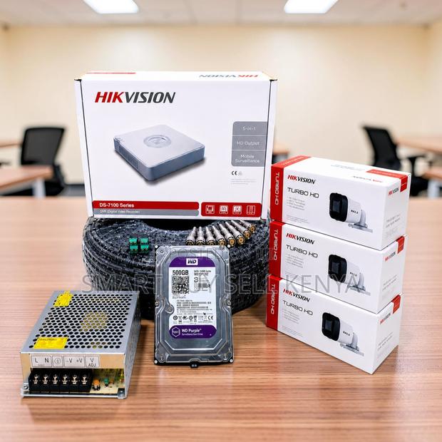 Waterproof 3 Hikvision 1080p Full Hd CCTV Cameras Complete System Kit