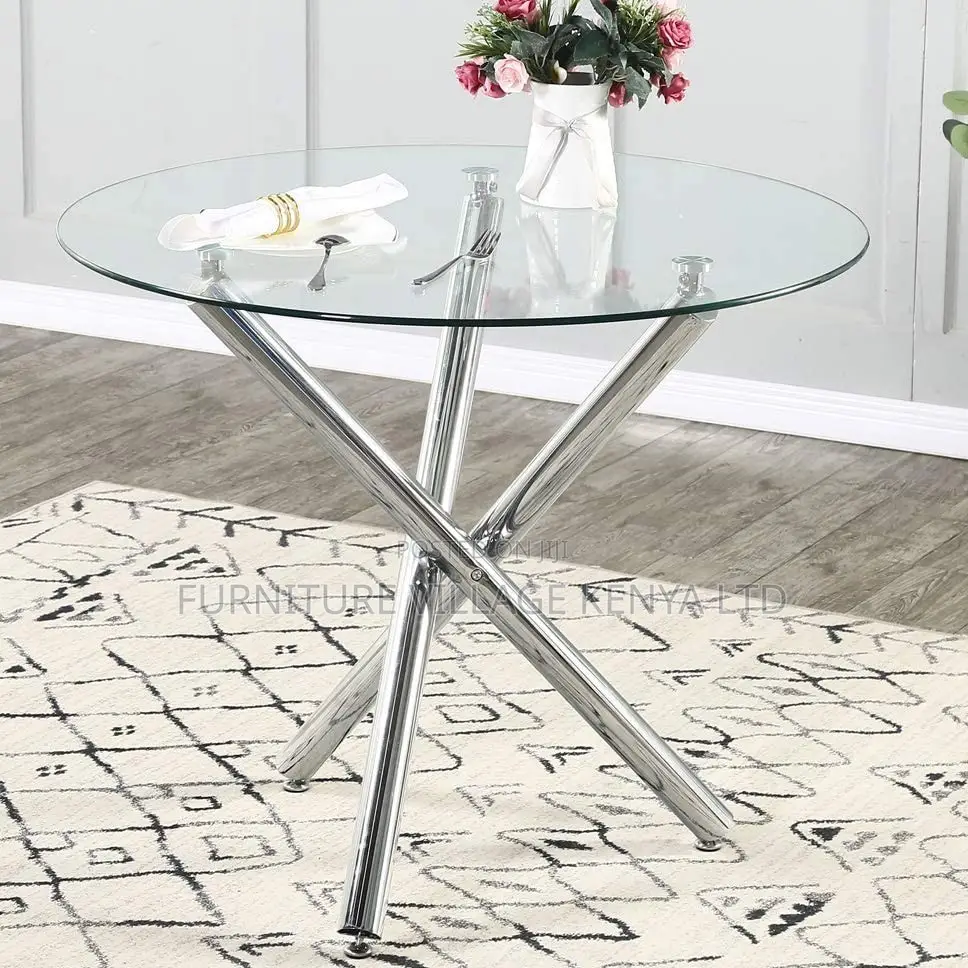 Round Nordic Glass Dining Table