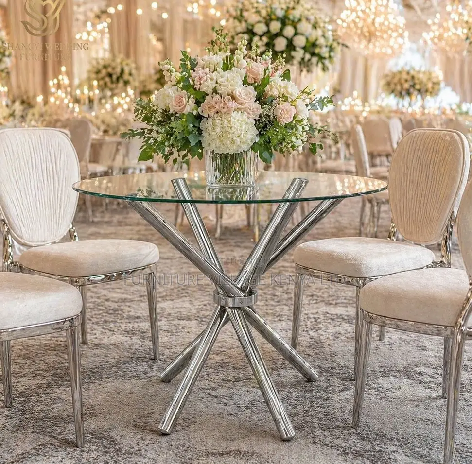 Round Nordic Glass Dining Table